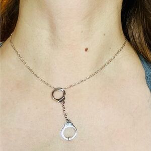 Vintage Silver Handcuff Charm Necklace